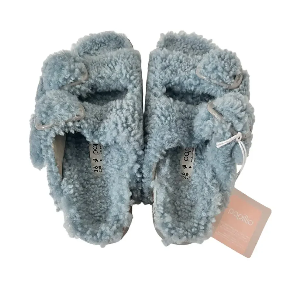 Birkenstock Papillio Arizona Big Buckle Shearling Teddy Slide Sandals Size 36 EU